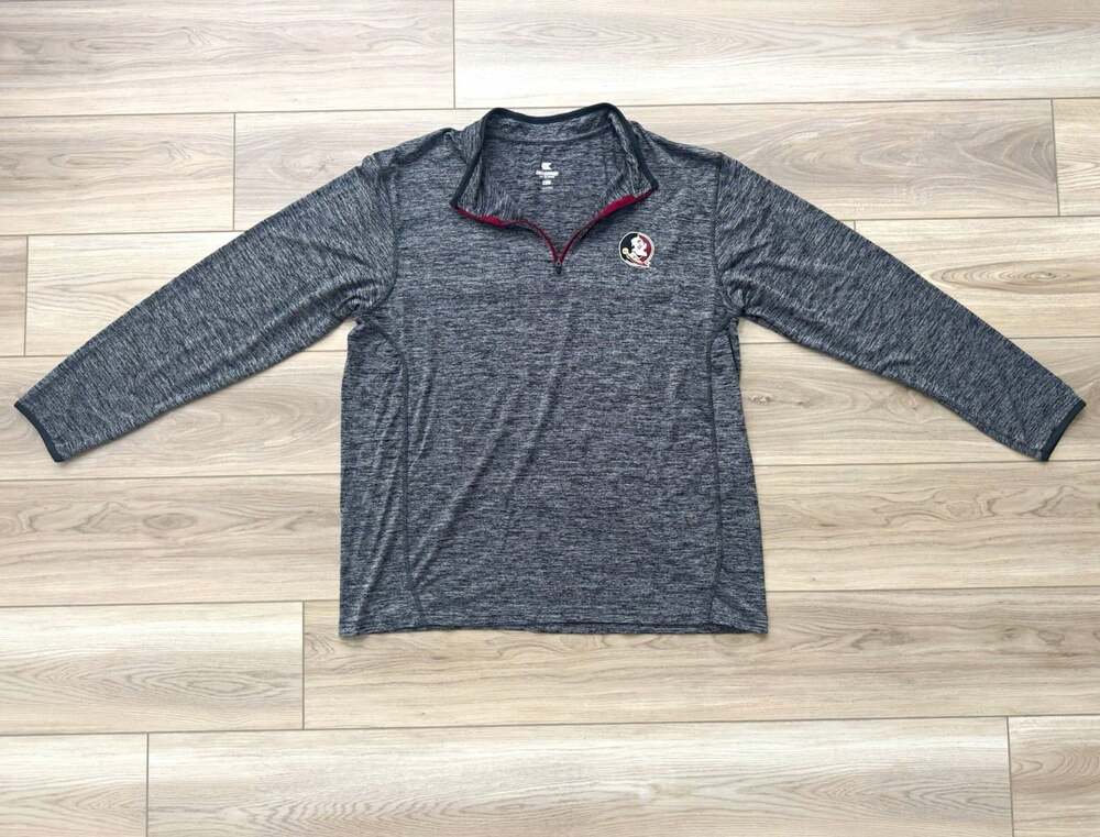Florida State Seminoles Colosseum 1/4 Zip Pullover Heather Gray Mens XL FSU